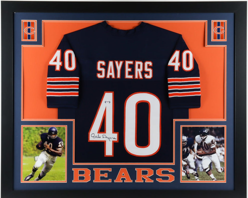 Gale Sayers signed jersey display