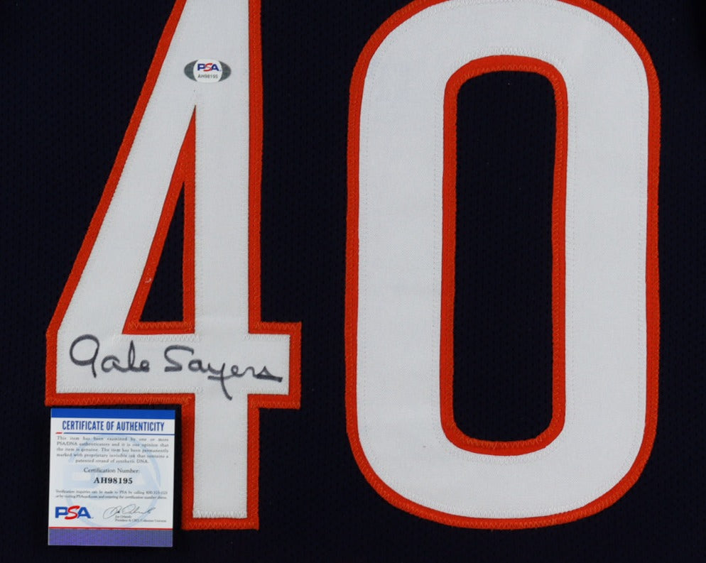 Gale Sayers signed jersey display