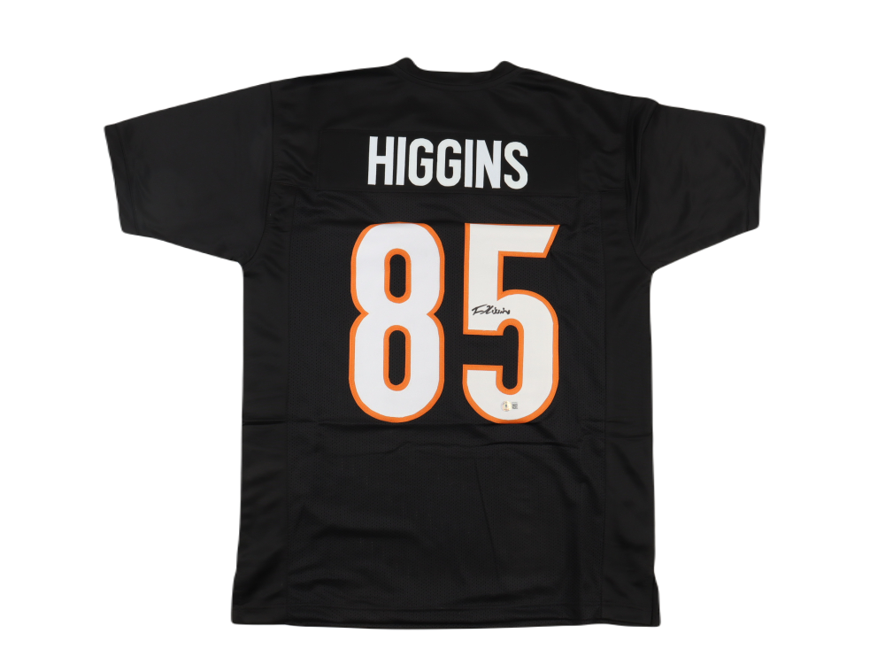 Tee Higgins Cincinnati Bengals Autographed Black Custom Jersey #5 w/  Stripes - Beckett Authentic